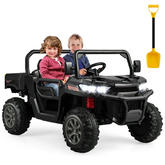 Gymax 24V Kids Ride On Dump Truck 2-Seater Electric Truck w/ Remote Control Black