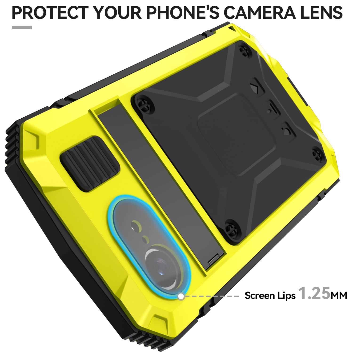 for iPhone 16e Armor Cover Case with Screen Protector, with Built-in 360° Rotate Ring Stand Heavy Duty Protection Cover Case for Apple iPhone 16e, Yellow