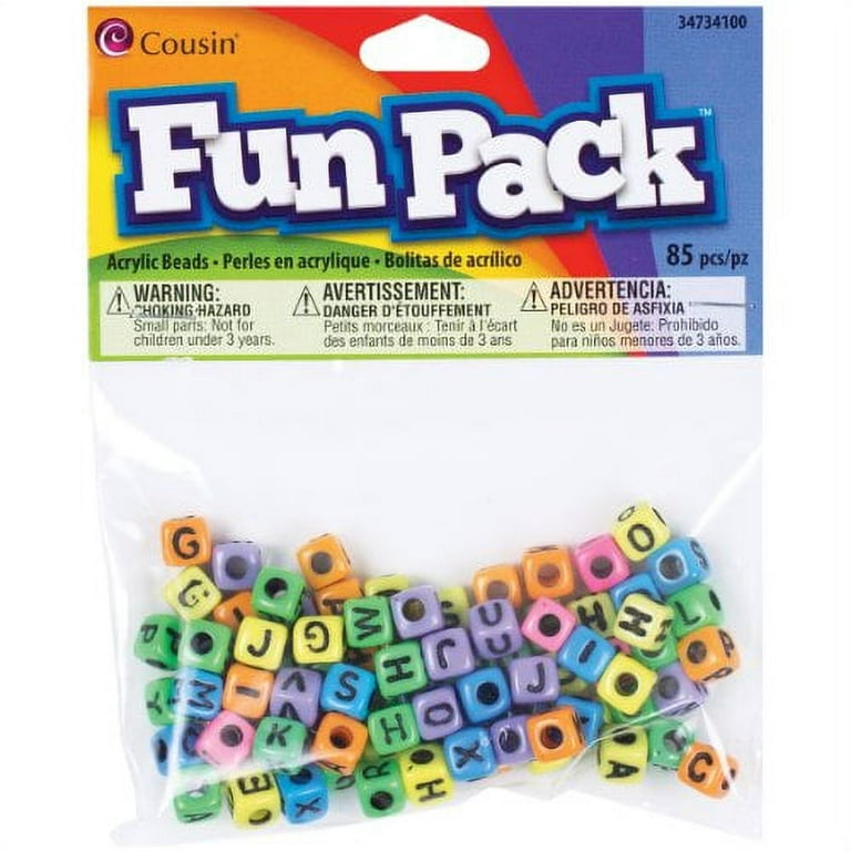 Cousin Fun Pack Acrylic Alphabet Beads - Square Rainbow 85/Pkg