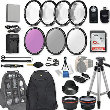 58mm 28 Pc Accessory Kit for Canon EOS Rebel T3i, T5i, 300D, 700D DSLRs with 0.43x Wide Angle Lens, 2.2x Telephoto Lens, 32GB SD, Filter & Macro Kits, Backpack Case, and