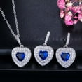thumbnail image 4 of Royal Blue CZ Stone Earrings Necklace Sets Drop Tassel Round Heart Shape Jewelry, 4 of 9