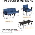 thumbnail image 5 of Gotland 5 Piece Aluminum Patio Furniture Set,Modern Metal Outdoor Patio Furniture w/5.1'' Thick Cushion and Rectangular Coffee Table,Patio Conversation Sets for Porch,Deck,Navy Blue, 5 of 5