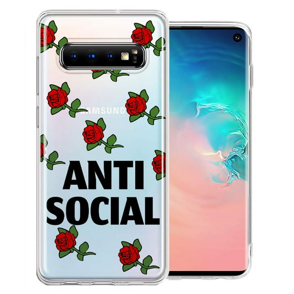 MUNDAZE for Samsung Galaxy S10 Plus Anti Social Roses Design Double Layer Phone Case Cover