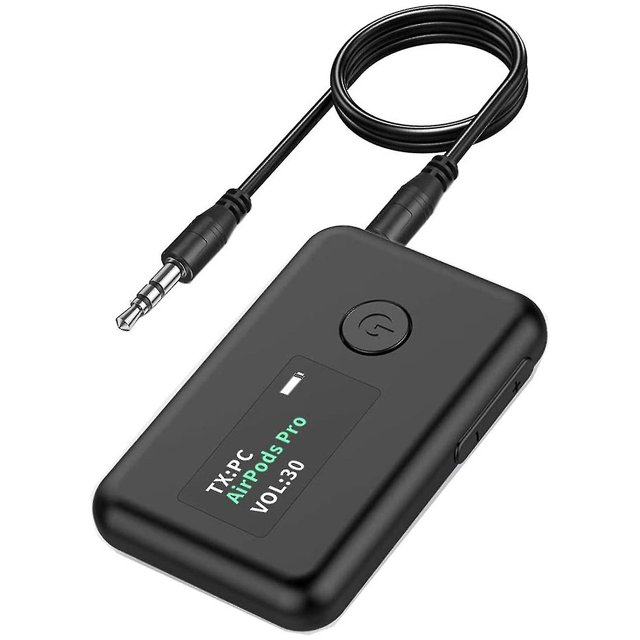 Tooth 5.0 Transmitter Receiver With Oled Screen, 2-in-1 Wireless 3.5mm Tooth Adapter, Low
