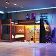 thumbnail image 3 of Harper & Bright Designs Twin over Twin L-Shaped Gaming Bunk Bed with LED Lights, Twin Size Loft Bed with Desk and Storage Shelves for Bedroom, Black+Red, 3 of 12
