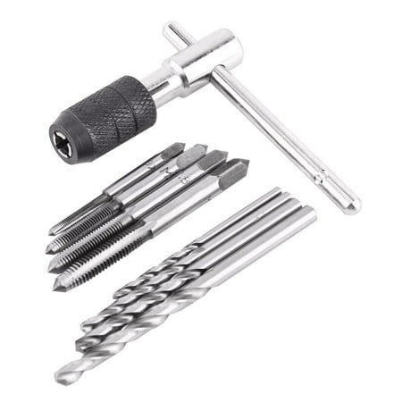 

9Pcs/set M3-M6 T-Handle Screw Thread Taps Reamer Wrench with Twist Drill Bits