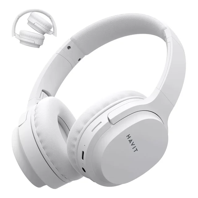 Audífonos Inalámbricos Gamer Diadema Auriculares Bluetooth 5.3 Havit I62 Color Blanco Con Micrófono 3.5mm Cable