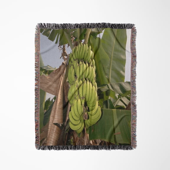 Asia, Vietnam. Green Bananas On The Tree, Can Tho, Woven Blanket