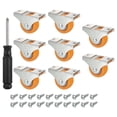 thumbnail image 1 of Rueda de soporte fija mini de 1.5", paquete de 8, rodillo rígido MPA con rodamientos, placa superior de metal y tornillos, naranja, 1 of 6