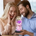 thumbnail image 5 of Gallickan Soap Rose Bouquet, Glass Dome with LED Light Base, Artificial Fragrant Rose Flowers, Long Lasting Valentine's Birthday Gift and Home Table Decor, Purple, 5 of 6