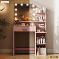 thumbnail image 5 of 32" Makeup Vanity Desk with Mirror and Lights, 3 Lighting Colors, 5 Storage Shelves & Large Drawer, Pink Vanity Set for Bedroom, Girls and Women, 5 of 9