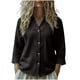 thumbnail image 1 of Camisas de Cuello de la Tripulación de Manga Corta para las Mujeres Lino Color Sólido V-Cuello Botón-Abajo Blusa, Manga Larga Top Casual para la Primavera Y el Verano, 1 of 5