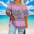 thumbnail image 4 of Plus Size Tops for Women Dressy Casual Short Sleeve Summer Shirts Oversized V Neck T Shirt Loose Fit Tunic Blouses Fashion Printed Graphic Tees Ropa Mujer Clearance Women Flash for Today, 4 of 5