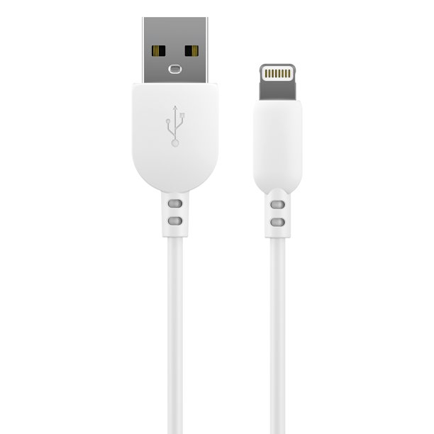 onn. 3' Lightning to USB Cable, White