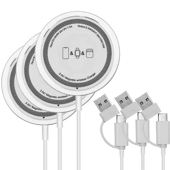 Wireless Charger 3 Pack, 15W Magnetic Fast Charging Pad Compatible with iPhone 17/16/15/14/13/12 Series & AirPods