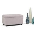 thumbnail image 3 of Cosmopolitan 34 inch Wide Transitional Storage Ottoman in Cloud Grey Linen-Look Fabric, 3 of 11