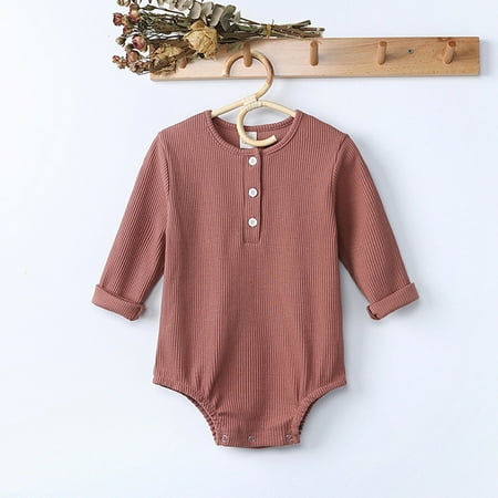 

Augper Baby Girl Clothes Long Sleeve Fall Winter Clearance Newborn Infant Baby Girls Boys Solid Ribbed Romper Bodysuit Outfits Clothes