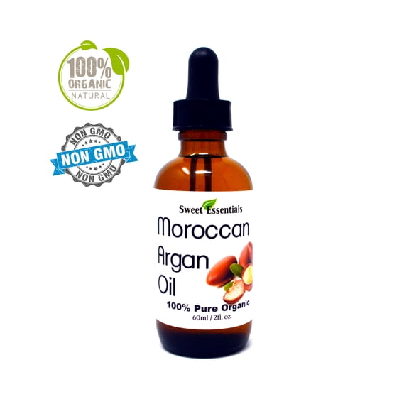 100% Pure Premium Organic Moroccan Argan Oil - 2oz Glass Bottle - Imported from Morocco - From Raw Unroasted Nuts - Miracle Oil For Every Skin Condition, Hair, Nails, Anti-aging & Moreerent