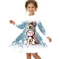 thumbnail image 2 of Girls' Long Sleeved Dresses Comfortable Christmas T-Shirt Dress Xmas Dress Up Outfits (Light Blue), 2 of 5