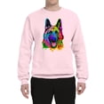 thumbnail image 2 of Wild Bobby, Colorful Happy German Shepherd Dog Animal Lover Unisex Crewneck Graphic Sweatshirt, Light Pink, X-Large, 2 of 3