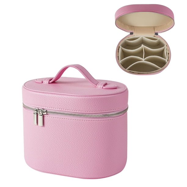 Bolsa de maquillaje RSRSLEII Pink Aesthetic con divisor de poliuretano impermeable