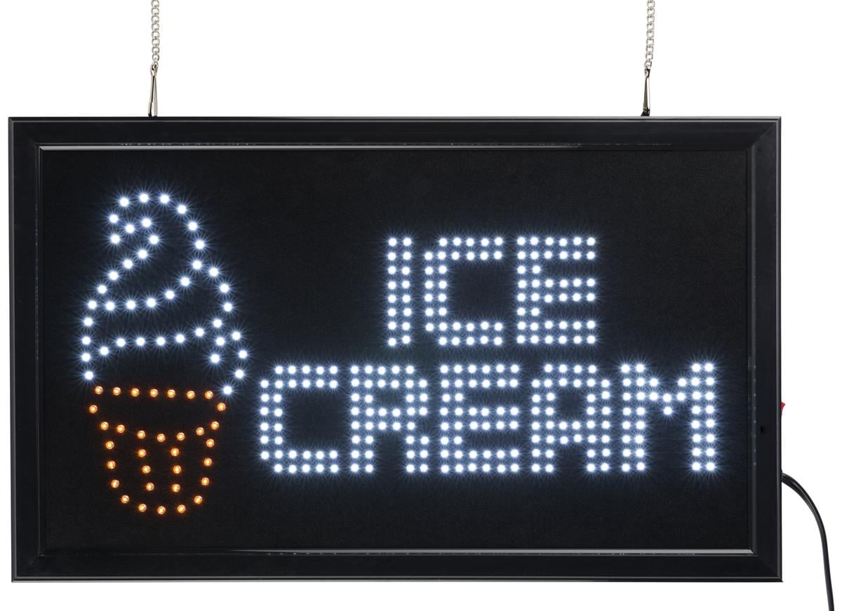 LED Flashing Sign Boards Reads ICE CREAM With Animated Ice Cream Cone