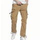 thumbnail image 1 of Pantalones de hombre de longitud completa, color liso, con cordón ajustable, multibolsillos, con ribete en la pierna, de poliéster y algodón., 1 of 5