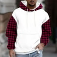 thumbnail image 2 of Men's Hoodies Color Block Checked Printed Sweatshirts with Pockets Fleece Lined Hooded Pullover Fall Outwears Work Wear Sweaters Hoody Long Sleeve Tops Sportswear Hoodie for Men, 2 of 5