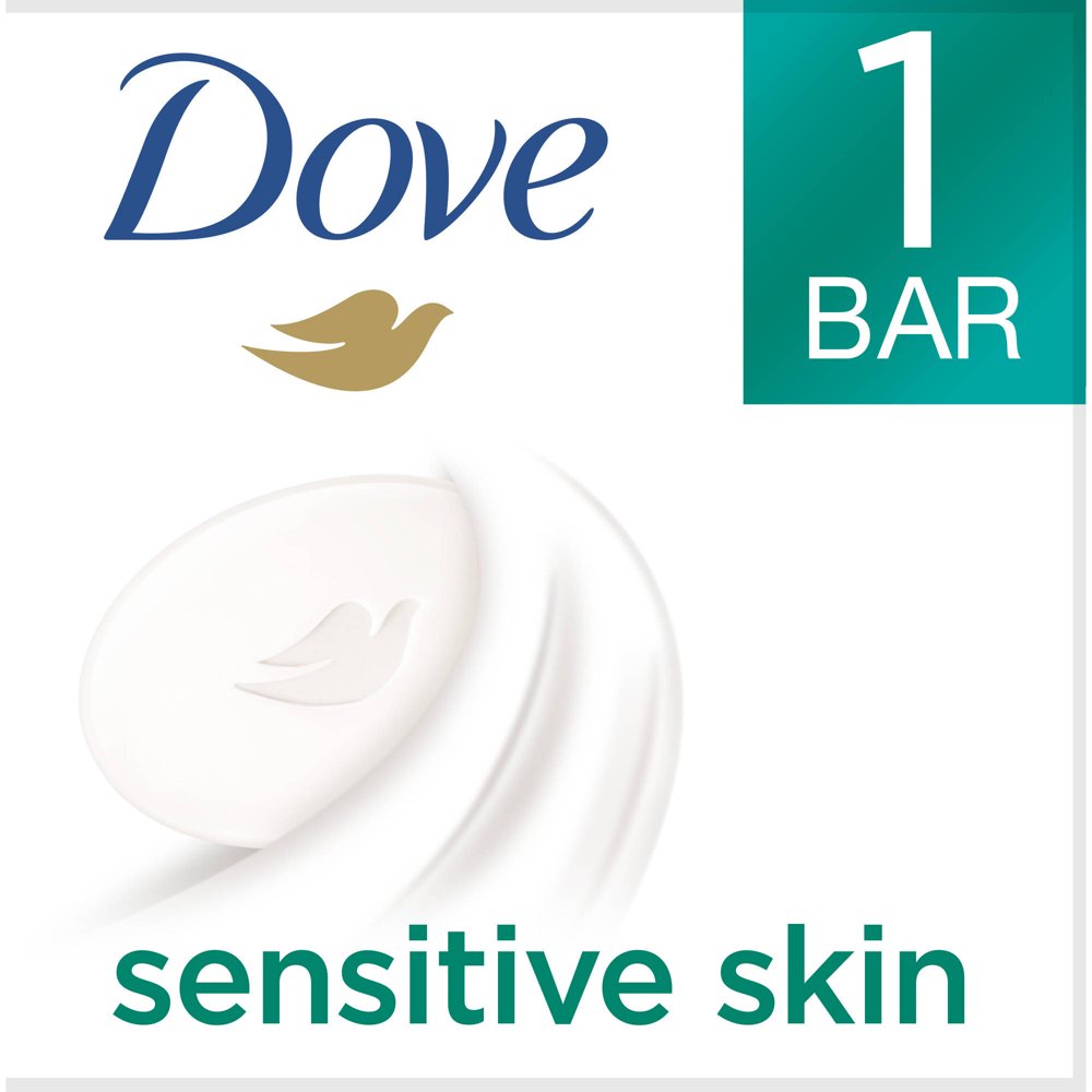 Dove Beauty Moisturizing Cream Bar Soap For Sensitive Skin, Unscented