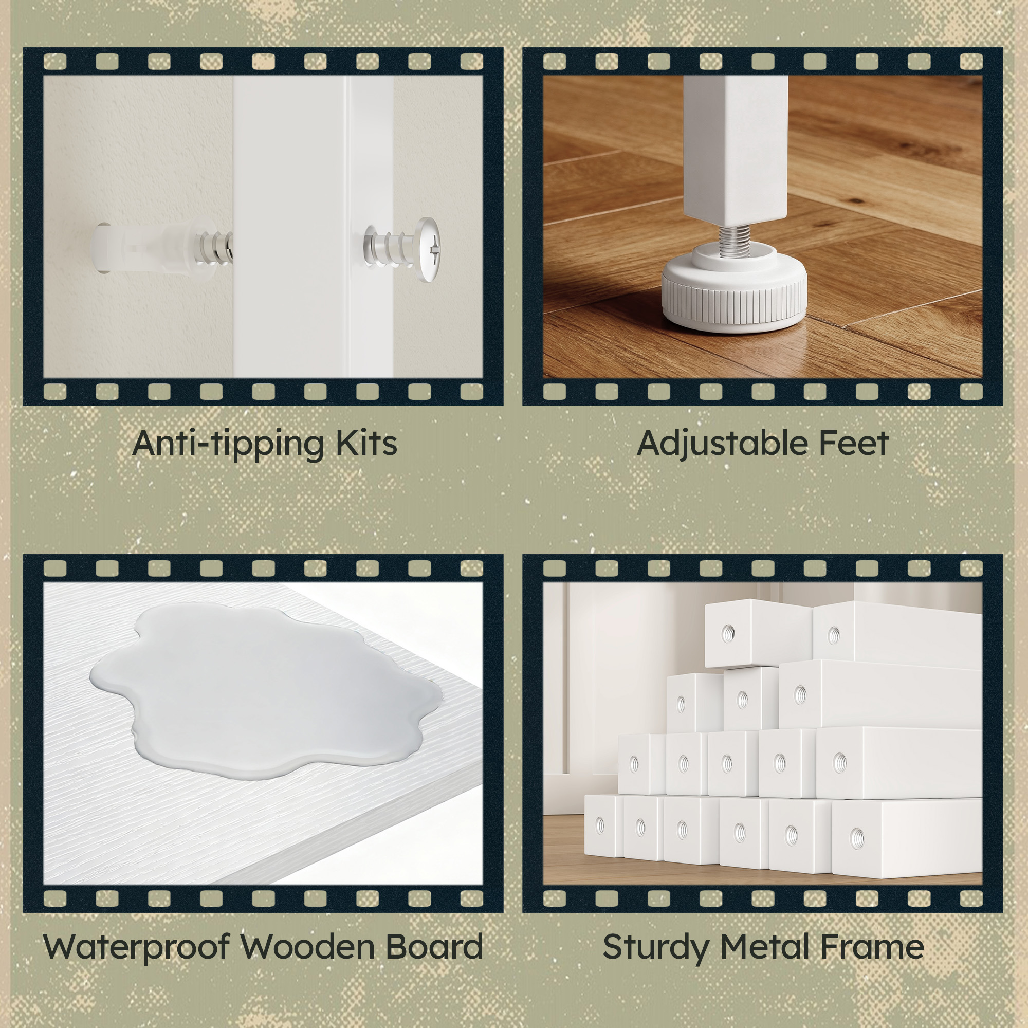 White Dresser for Bedroom Long Dresser with 13 Fabric Drawers and Shelves for Closet Dresser with LED Light