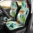 thumbnail image 1 of RYLABLUE Set of 2 Car Seat Covers Colorful Dino Adorable Funny Dinosaurs in Cartoon Pattern Fills Universal Auto Front Seats Protector Fits for Car,SUV Sedan,Truck, 1 of 5