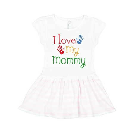 

Inktastic I Love My Mommy handprints Gift Toddler Girl Dress