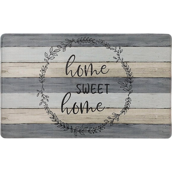 Home Dynamix Cozy Salon Home Sweet Home Tapis de Cuisine Moderne de Ferme Anti-Fatigue, Tapis de Sol Antidérapant, Tapis de Bureau Debout Rembourré, Gris/beige, 17.5"x30 Pouces