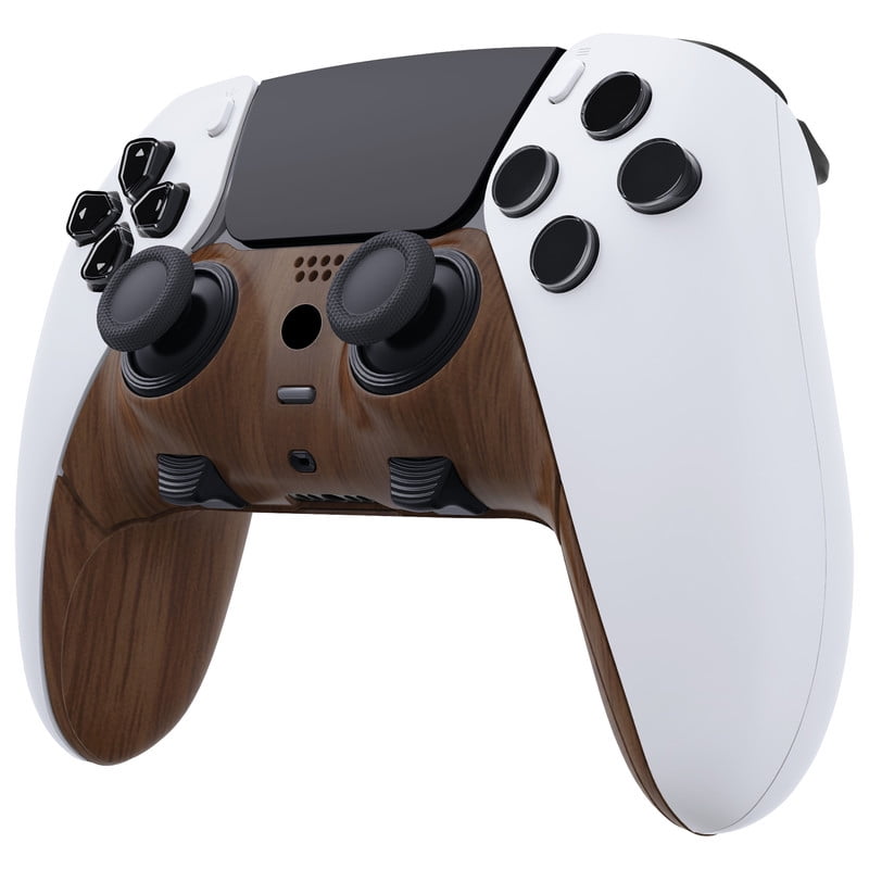 eXtremeRate Top Bottom Decorative Trim Shell Compatible with ps5 Edge Controller DIY Replacement Front Back Clip Shell, Custom Wood Grain Plates Cover Compatible with ps5 Edge Controller