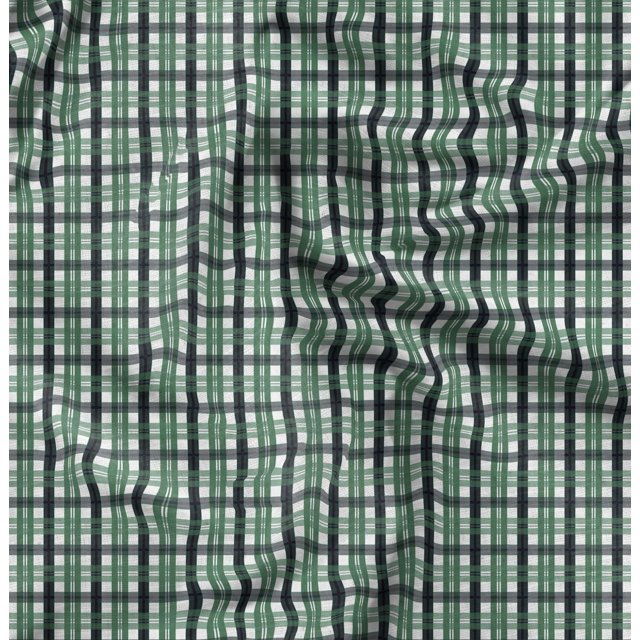 Soimoi Moss Georgette Fabric Gingham Check Print Fabric by the Yard 42 Inch Wide