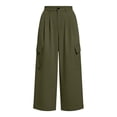 thumbnail image 3 of Women's High Waisted Cargo Pants Solid Color Loose With Pockets Casual Work Culotte Pants, 3 of 8