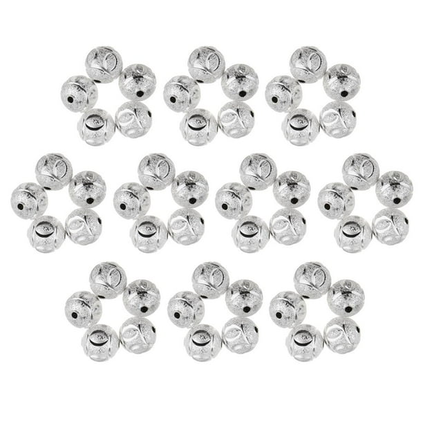Piezas Sueltas perfecl para joyas Collar de DIY Plata Granos sueltos redondos