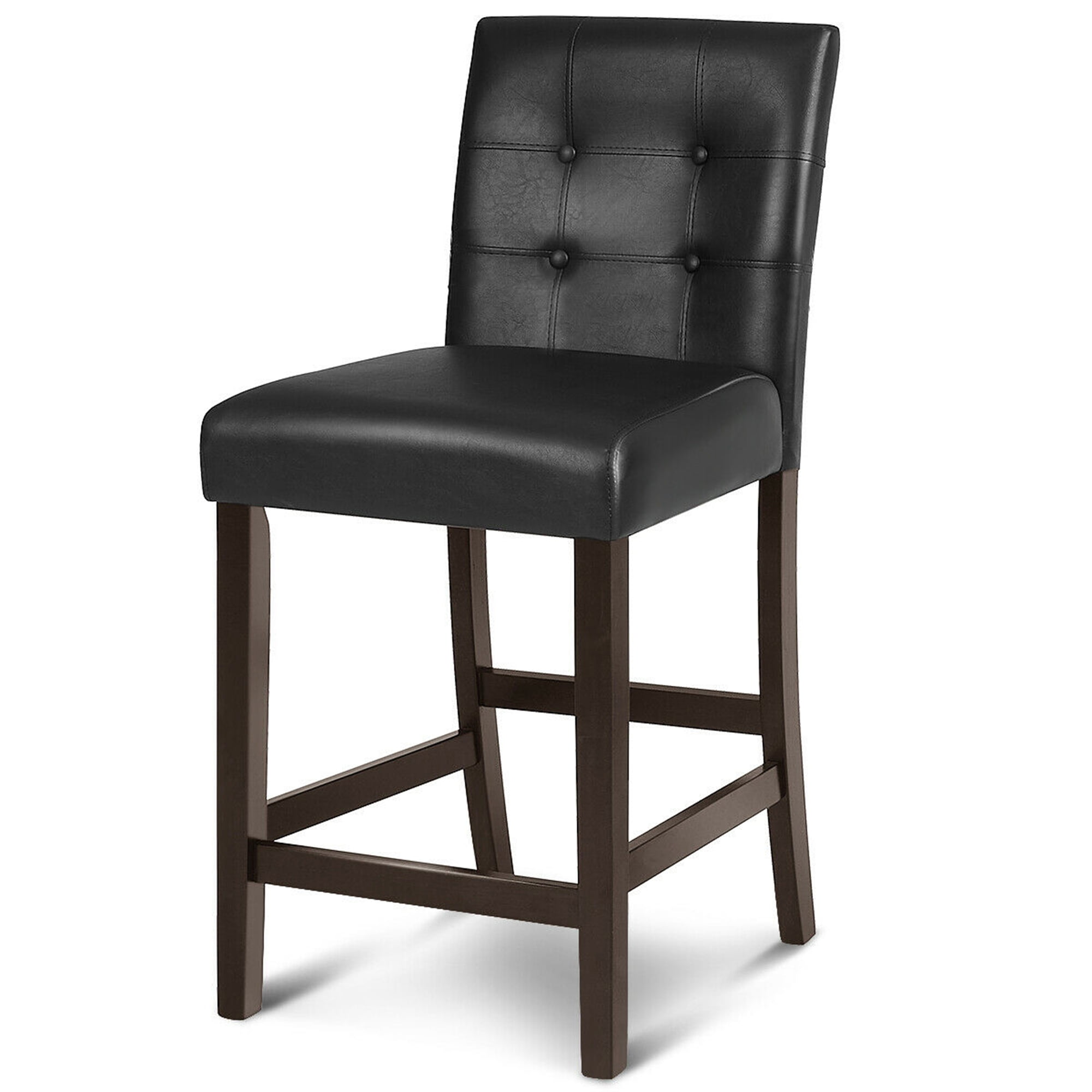 Gymax Set of 2 25inch Counter Height Barstool Pub Chair Bar Stools Rubber Wood Black