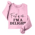 thumbnail image 5 of VISALY Pullover Crewneck Sweatshirt Graphic Sweatshirts Sweatshirt for Women Funny Letter Shirts Long Sleeve Pullover Fleece Sweaters Casual Sweaters Women's Pullovers Solid Sweatshirt Pink S, 5 of 6