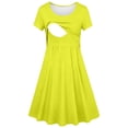 thumbnail image 4 of Efsteb Women's Maternity Dress Short Sleeve A-Line Casual Breastfeeding Dress Solid Color Nursing Dresses for Daily Wear ,Yellow,XL, 4 of 4