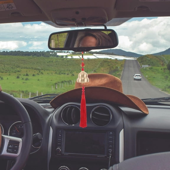 OUNONA Chinese Red Brass Car Pendent, Creative Gourd Design, Pleasant Sound