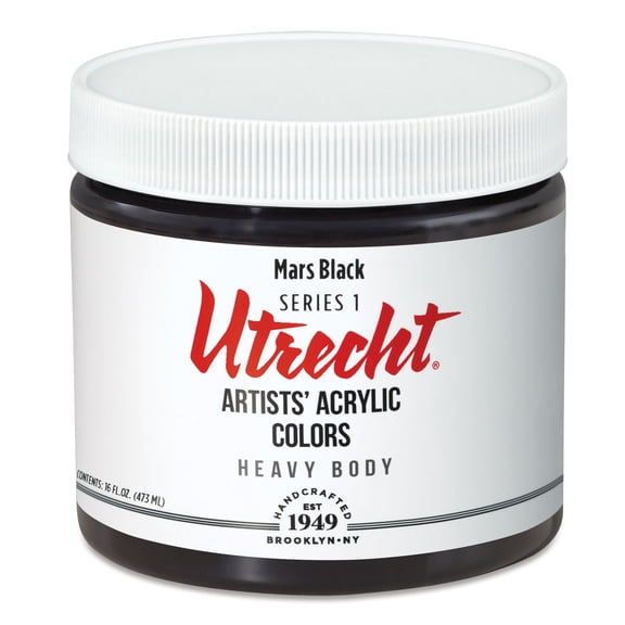 Utrecht Artists' Acrylic Paint - Mars Black, Pint