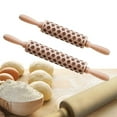 thumbnail image 3 of Gustave 3D Christmas Wooden Rolling Pin Embossing Roller Pins Wood Embossing Embossed XMAS Pattern for Cookies Baking Kitchen Tool (Snowflake, 17"), 3 of 9