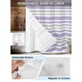 thumbnail image 3 of No Hook Cloth Fabric Shower Curtain with Snap in Liner, Light Purple Stripes Waterproof Shower Curtains Set with See Through Top Window, Modern Minimalist Horizontal Lines Bath Curtains 72"x96", 3 of 6