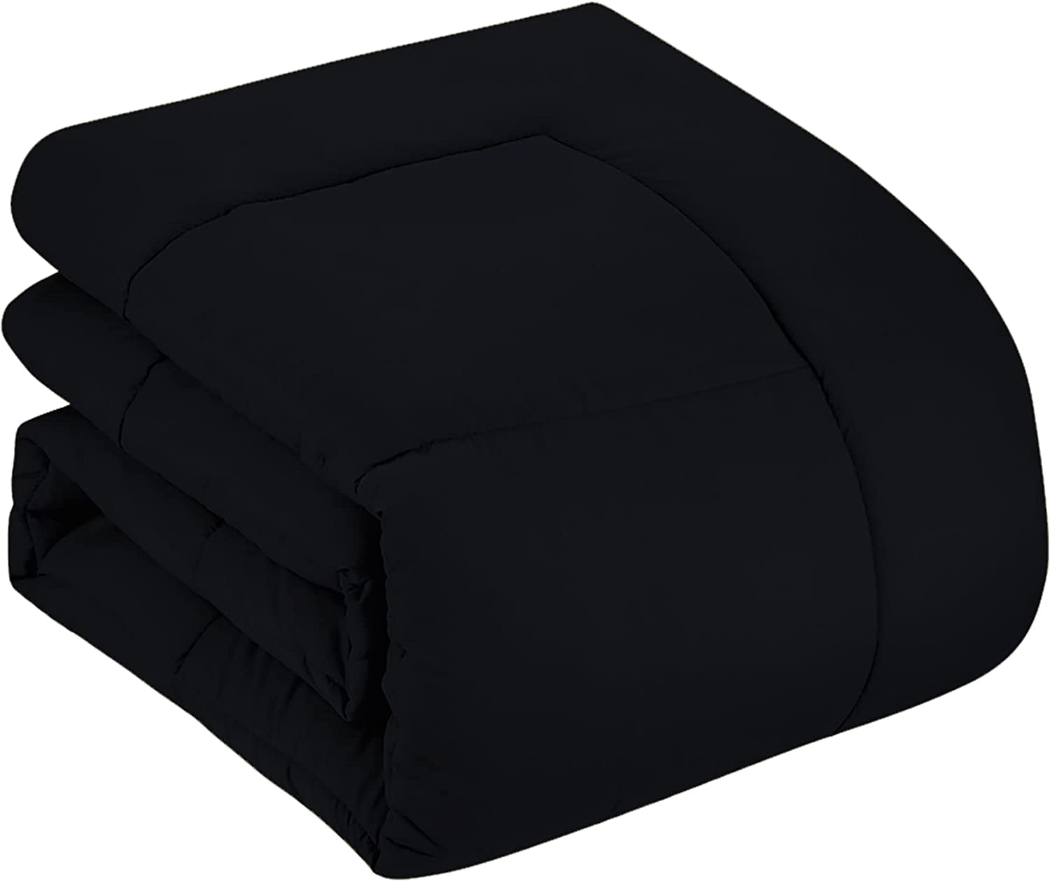 500-TC Egyptian Cotton All Season Comforter for Adults Full/Queen Size 90" x 90" Inches, 1pc Comforter Box Stitched with 4 Corner Tabs, 300 GSM Comforter, (Black)