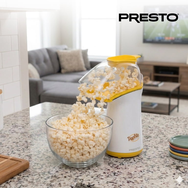 Presto, PopLite Hot Air Popcorn Popper, Oil-Free, 18 Cups Fast