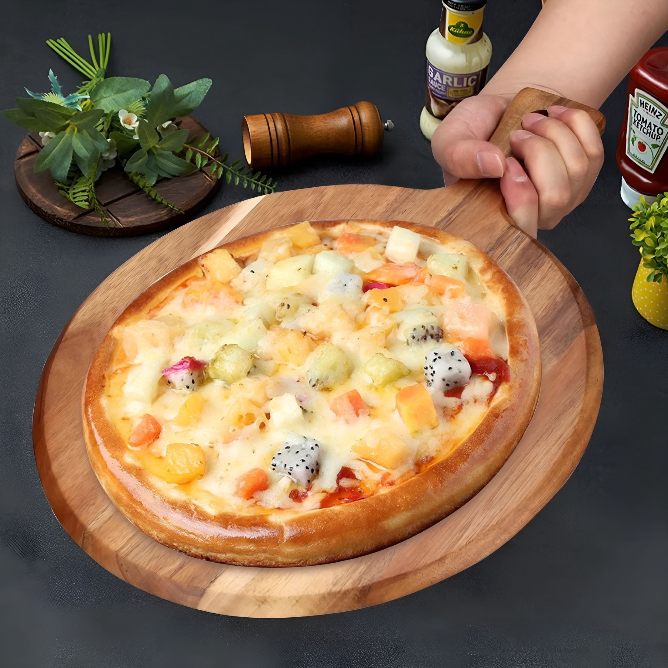 ACDANC 2026 New Wood Round Cutting Board,Chopping Board with Handle for Meat,Cheese Board,Vegetables,Bread,And Charcuterie - Decorative Wooden Serving Board for Kitchen and Dining Room