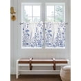 thumbnail image 7 of Half Window Curtain 36 Inches Long, Blue Flower Plant Window Treatment Curtain Drapes, Retro Country Tree Branch Leaves Small Tier Curtains for Bathroom Over Sink, 27.5"x36", 2 Panels, 7 of 7