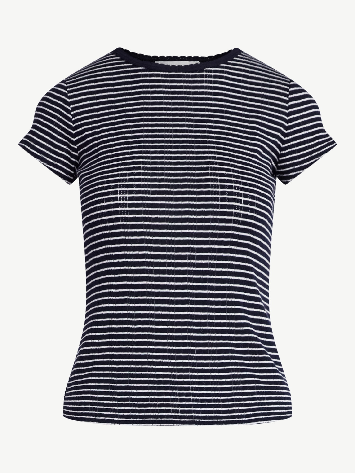 Free Assembly Women's Pointelle Mini Tee with Short Sleeves, Sizes XS-4X