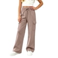 thumbnail image 3 of UDAUDU Girls Cargo Sweatpants | Y2K Cargo Style, Wide Leg Loose Fit, Elastic Waist with Pockets, Casual Streetwear Preppy Pants for Girls, 3 of 10